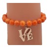 Bracelet orange en perles Millénium avec charm Love – Lucky Team