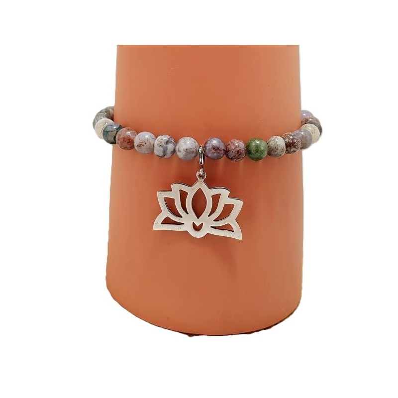 Bracelet en perles Millénium avec charm Fleur de lotus– Lucky Team