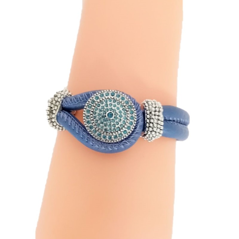 Bracelet bleu avec bouton-pression