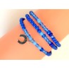 Bracelet 3 tours perles bleues et charm Fer à cheval – Lucky Team