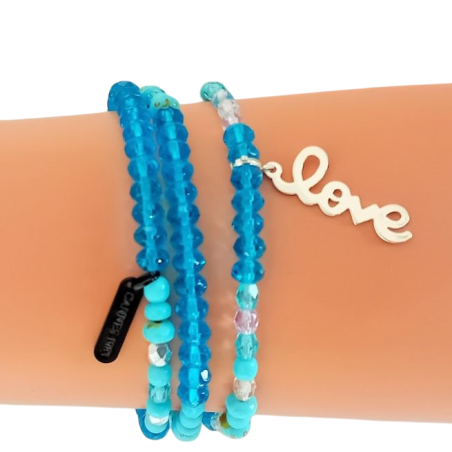 Bracelet de perles 3 tours charm Love – Lucky Team