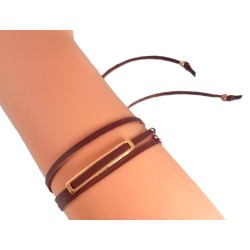 Bracelet 3 tours en cuir et boucle AG925