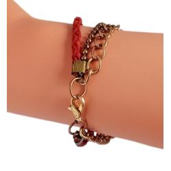 Bracelet cordon rouge tressé et chaîne  – Affari AB