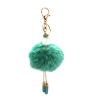 Porte-clefs pompon vert en fourrure