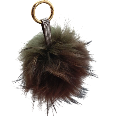 Porte-clefs pompon Marron en fourrure