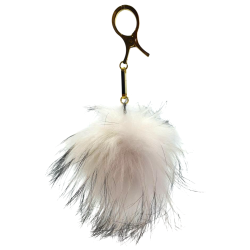 Porte-clefs pompon Blanc en fourrure