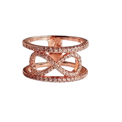 Bague double anneau infini en argent 925 rose - Orus Bijoux