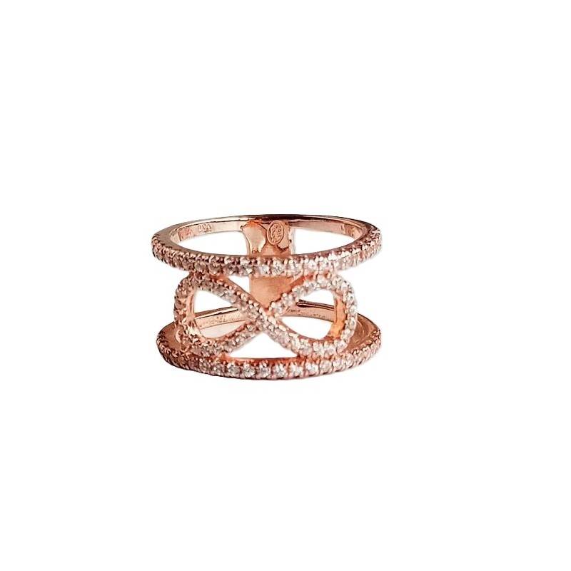 Bague double anneau infini en argent 925 rose - Orus Bijoux