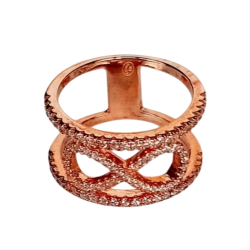 Bague double anneau infini en argent 925 rose - Orus Bijoux