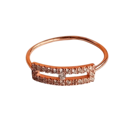 Bague rectangle serti argent 925 doré