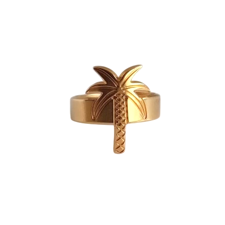 Bague palmier métal doré – Bijoux Léone