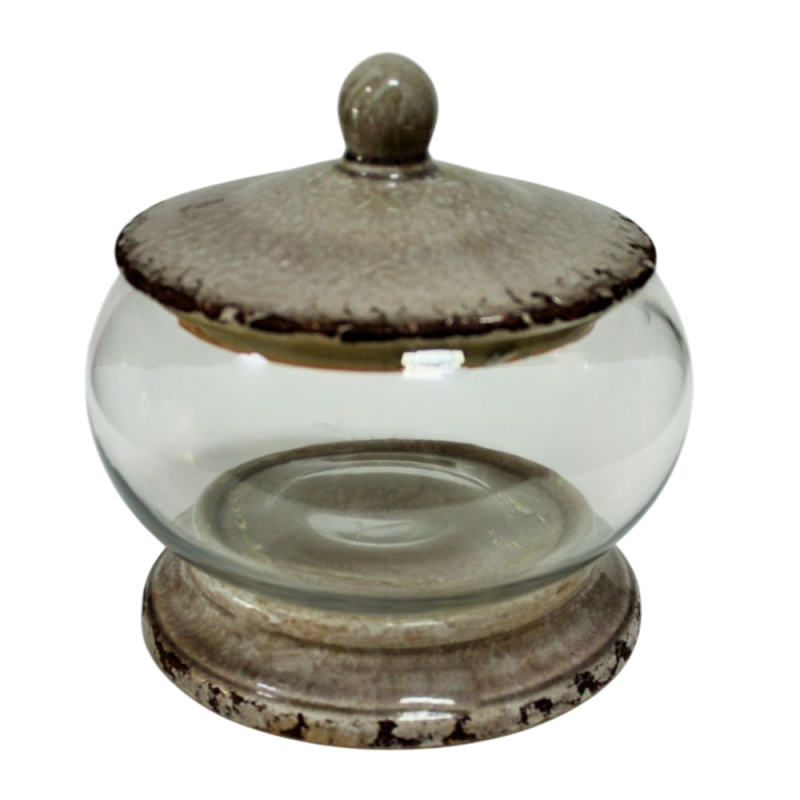 Bonbonnière en verre avec couvercle en céramique - Dekoratief