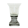 Photophore en verre sur pied vintage gris