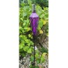 Torche " Epis" de jardin en verre couleur parme et  fer forge Cecilia Création