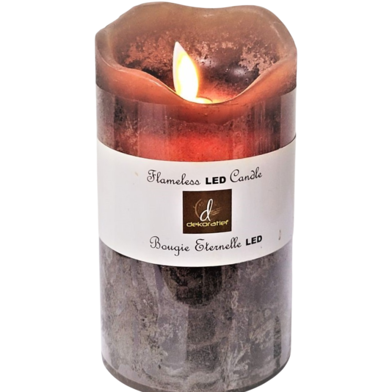 Bougie pilier LED en cire marron GM– Dekoratief