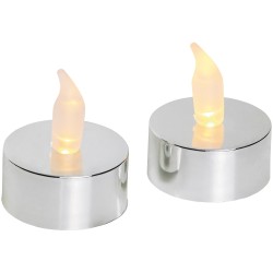 2 bougies chauffe-plat argent à LED vacillantes