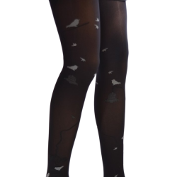 Collant noir oiseaux gris –...