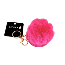 Porte clé miroir avec pompon fushia