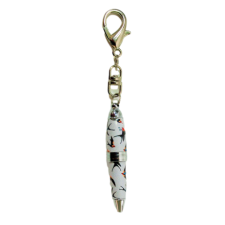 Mini stylo porte-clés Blanc avec oiseaux - Catwalk