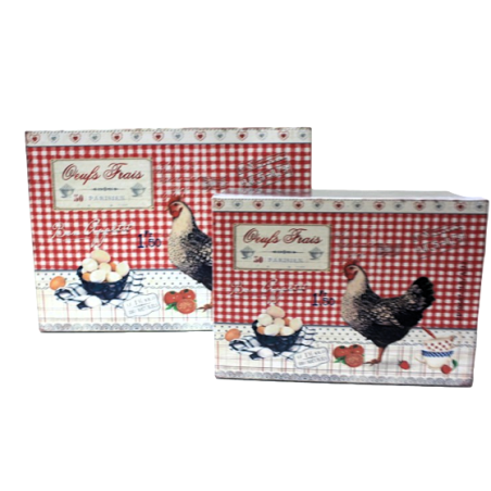 Set 2 boites en métal déco poules