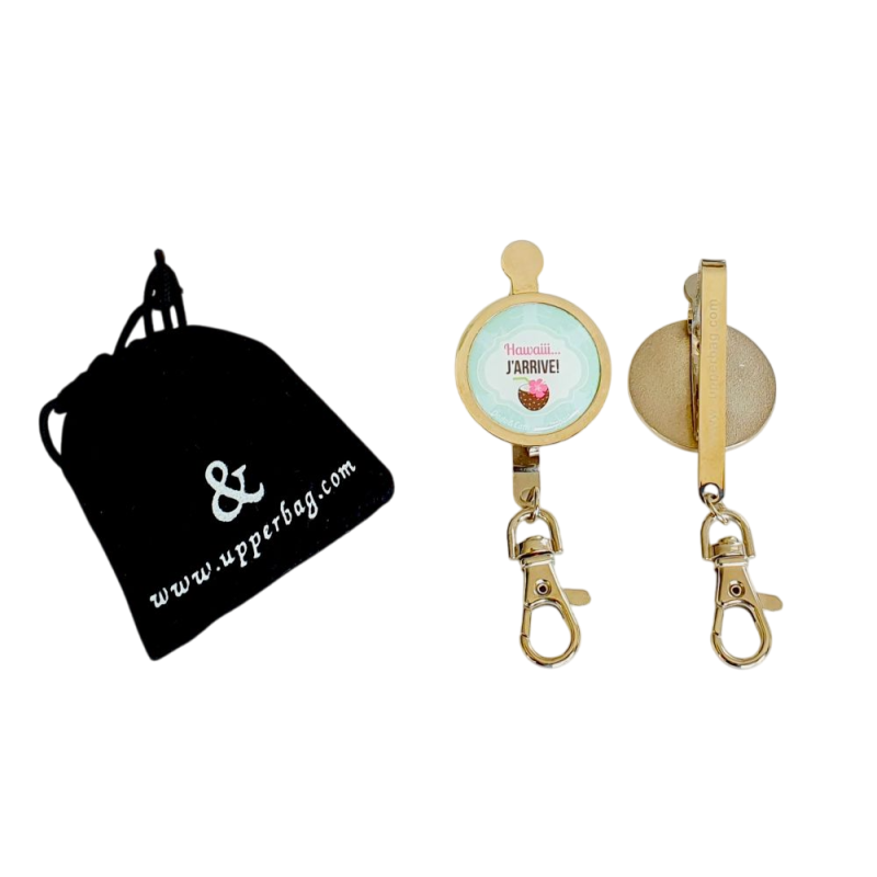 Porte-clés clips Upper Bag Key-"Haiwaii j'arrive"