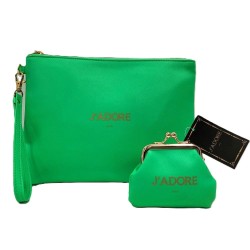 Pochette verte fluo "j'adore"