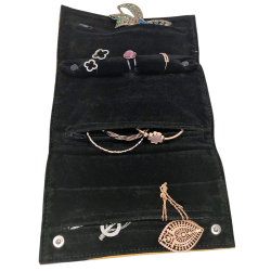 Porte bijoux de voyage en cuir jaune