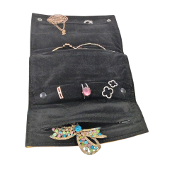Porte bijoux de voyage en cuir Noir