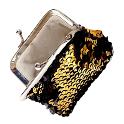 Porte-monnaie sequin noir/or