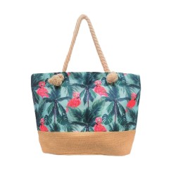 Sac de plage flamants roses et palmiers