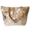 Sac de plage en toile de jute imprimé flamant or ou argent.
