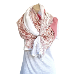 Foulard ton rose et blanc...