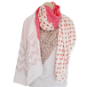 Foulard Ton rose et blanc motifs fleurs et léopard  By Saida