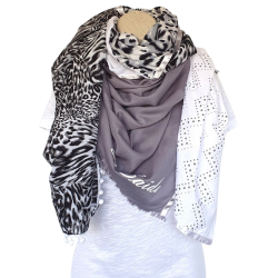 Foulard Tons gris et blanc...