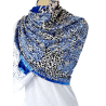 Foulard Tons bleu et blanc motifs fleurs By Saida