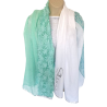 Foulard Tons vert amande et blanc motifs Fleurs By Saida