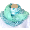 Foulard Tons vert amande et blanc motifs Fleurs By Saida
