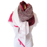 Foulard Tons Rose et blanc motifs Leopard et fleurs  By Saida