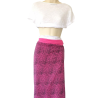 Foulard Tons Rose et blanc motifs Leopard et fleurs  By Saida