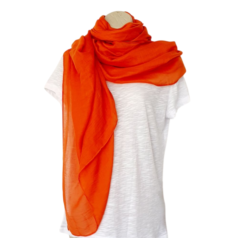 Foulard uni rouille  Creation palme