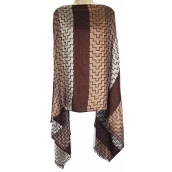 Écharpe Tons marron, ocre et gris Motif Géométrique