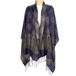 Écharpe Bleue et grise Motif Arabesques