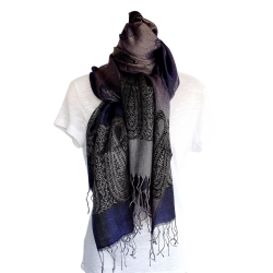 Écharpe Bleue et grise Motif Arabesques