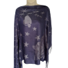 Écharpe Bleue motifs Papillons, Fleurs et Toiles