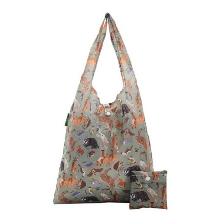 Sac cabas pliable vert Animaux de la foret – Eco Chic