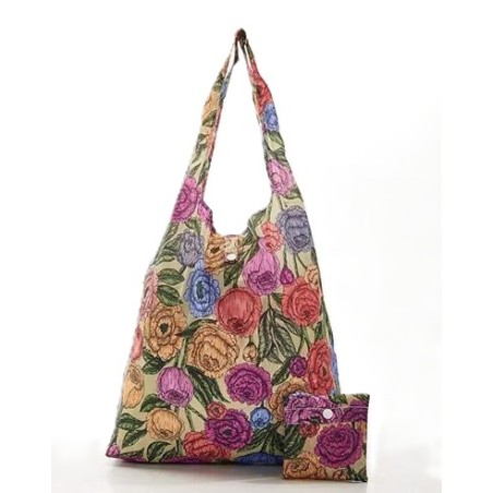 Sac cabas pliable vert "Pivoines" – Eco Chic