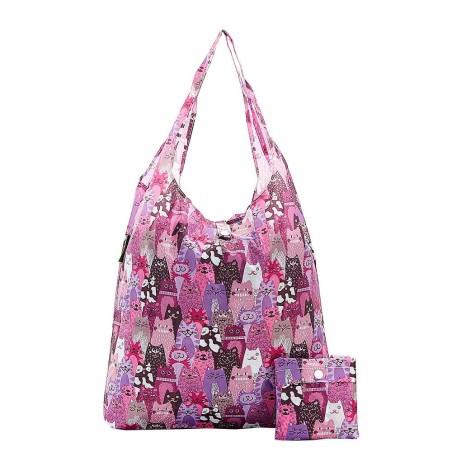 Sac cabas pliable violet "Chats" – Eco Chic
