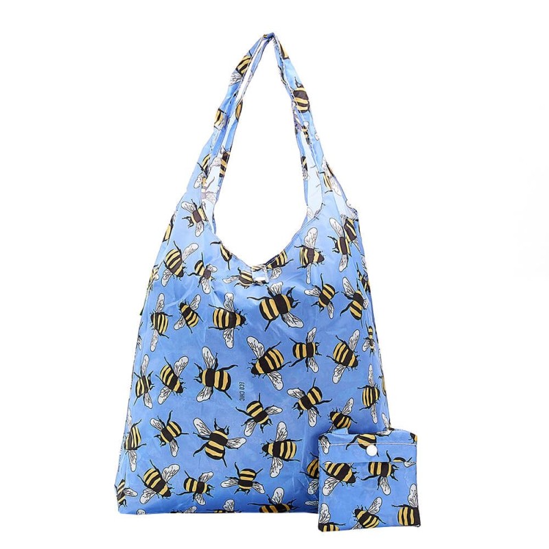 Sac cabas pliable Bleu "Abeilles" – Eco Chic