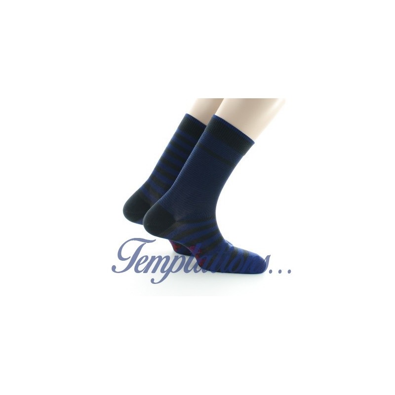 Chaussettes rayées asymétriques Anthracite et Bleu