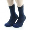 Chaussettes rayées asymétriques Anthracite et Bleu